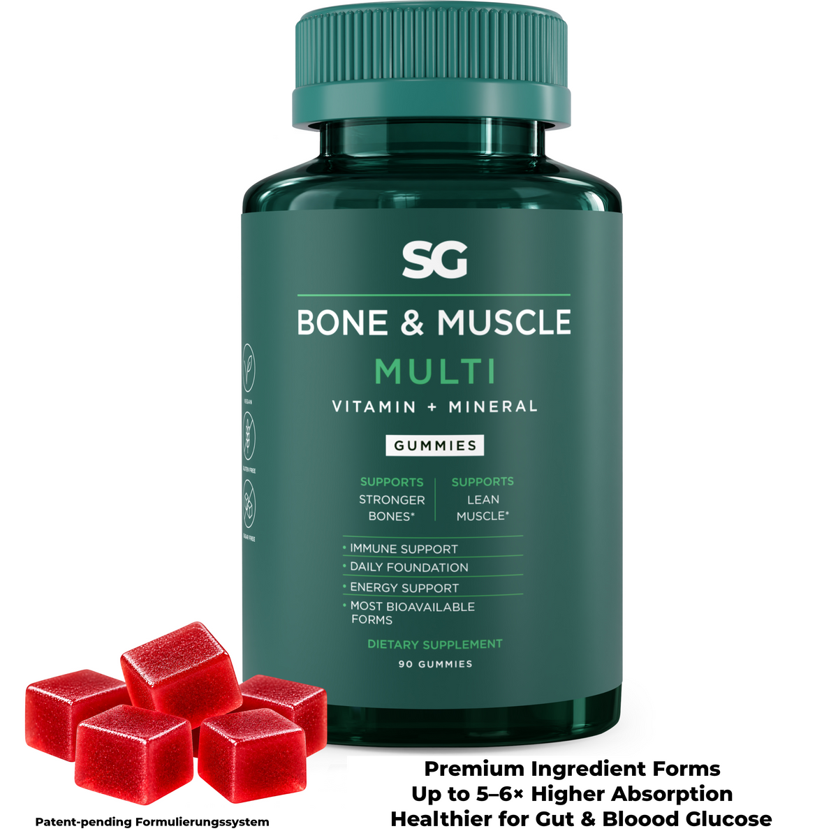 Komplettes Ernährungssystem: Knochen & Muskeln – Multivitamine + Mineralstoffe, 90 Gummies